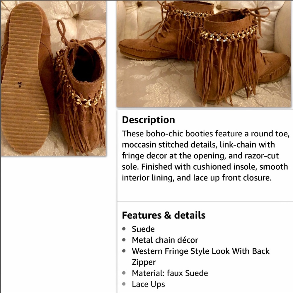 BOHO CHIC CHAIN LINK FRINGE MOCCASIN - Picture 4 of 5